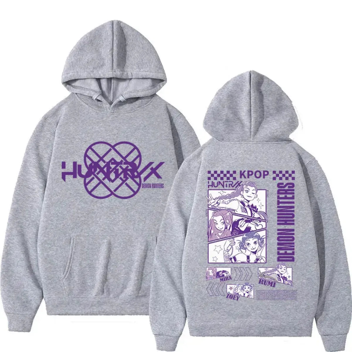 Sweat à Capuche K-pop Demons Hunters – Impression Huntrix/Huntr/X – Pour Filles Et Garçons, Manches Longues, Coton Mélangé