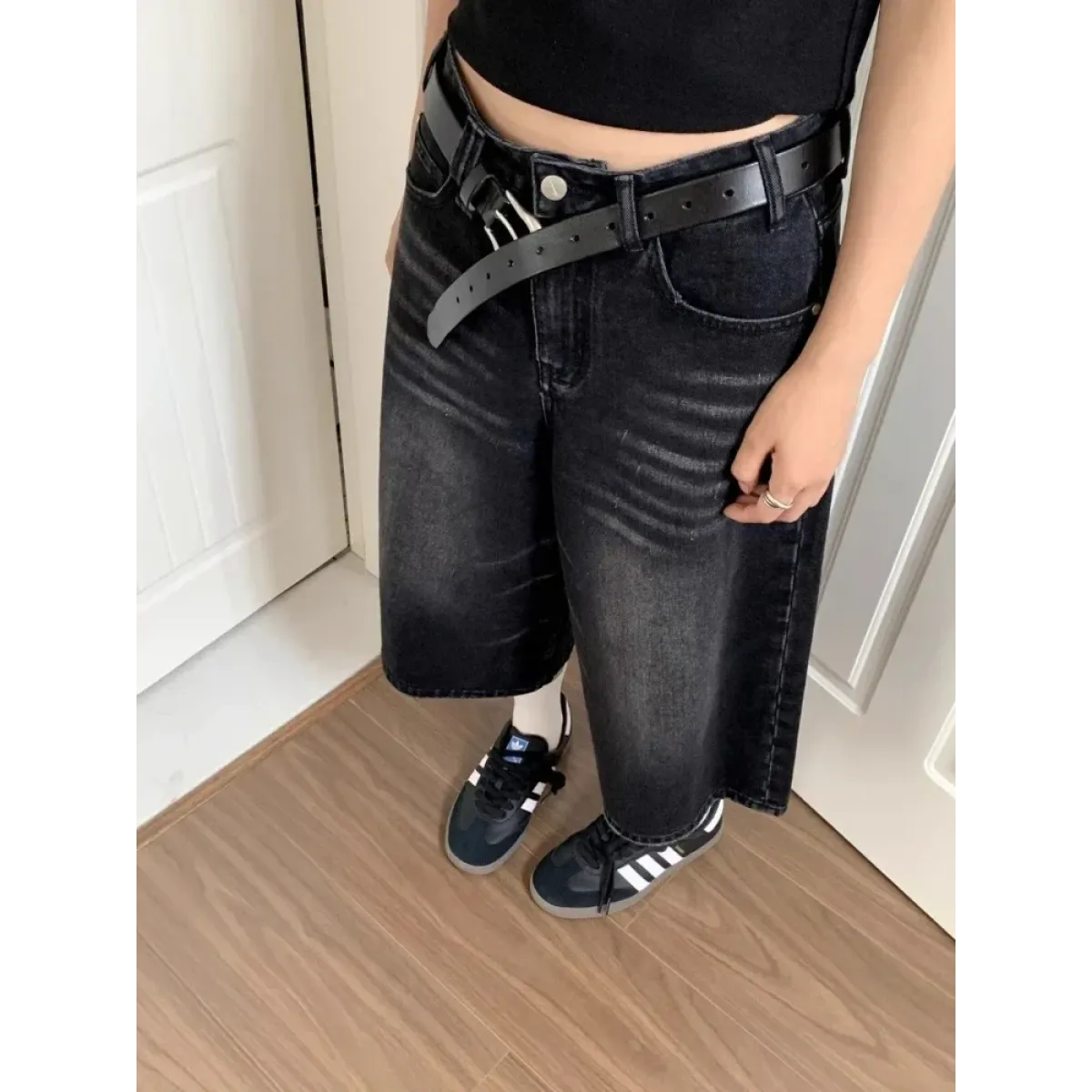 Vintage Washed Wide Leg Denim Culottes - Bottoms - Women’s Pants - 2