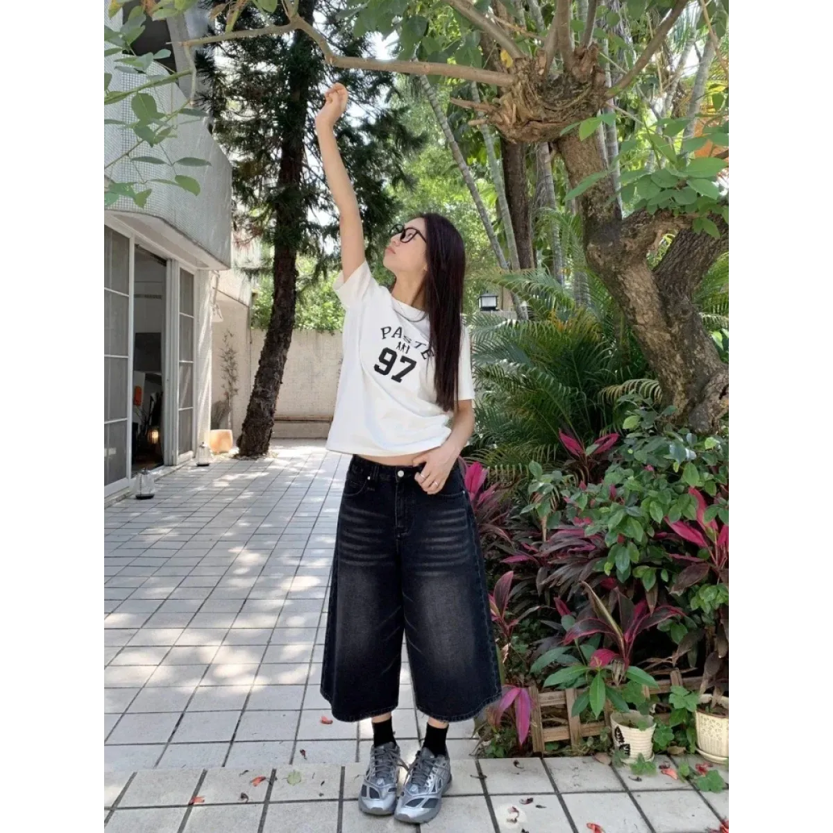 Vintage Washed Wide Leg Denim Culottes - Bottoms - Women’s Pants - 5