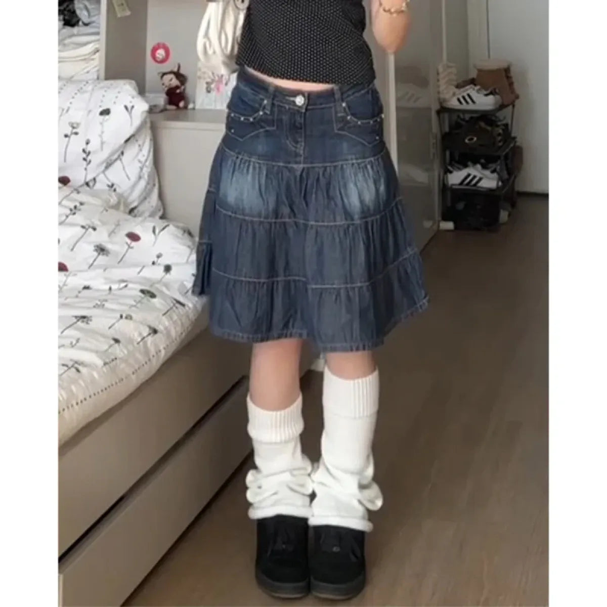 Denim Harajuku Pleated Skirt - Bottoms - Skirts - 5