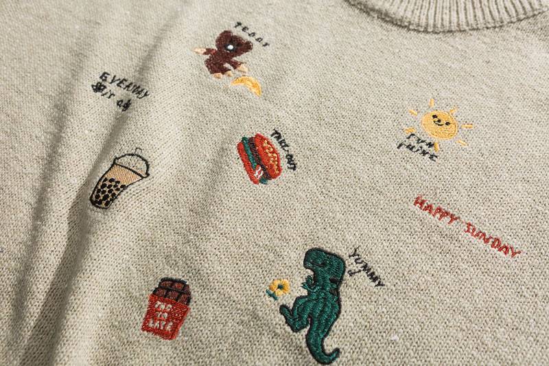 Dinosaur Pattern Knitted Sweater - Sweaters - Shirts & Tops - 5 - 2024