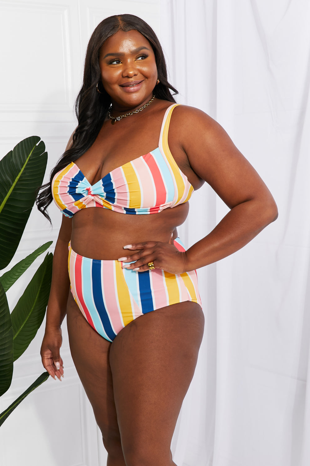 Take A Dip Twist High-Rise Bikini in Stripe - Women’s Clothing & Accessories - Swimwear - 8 - 2024