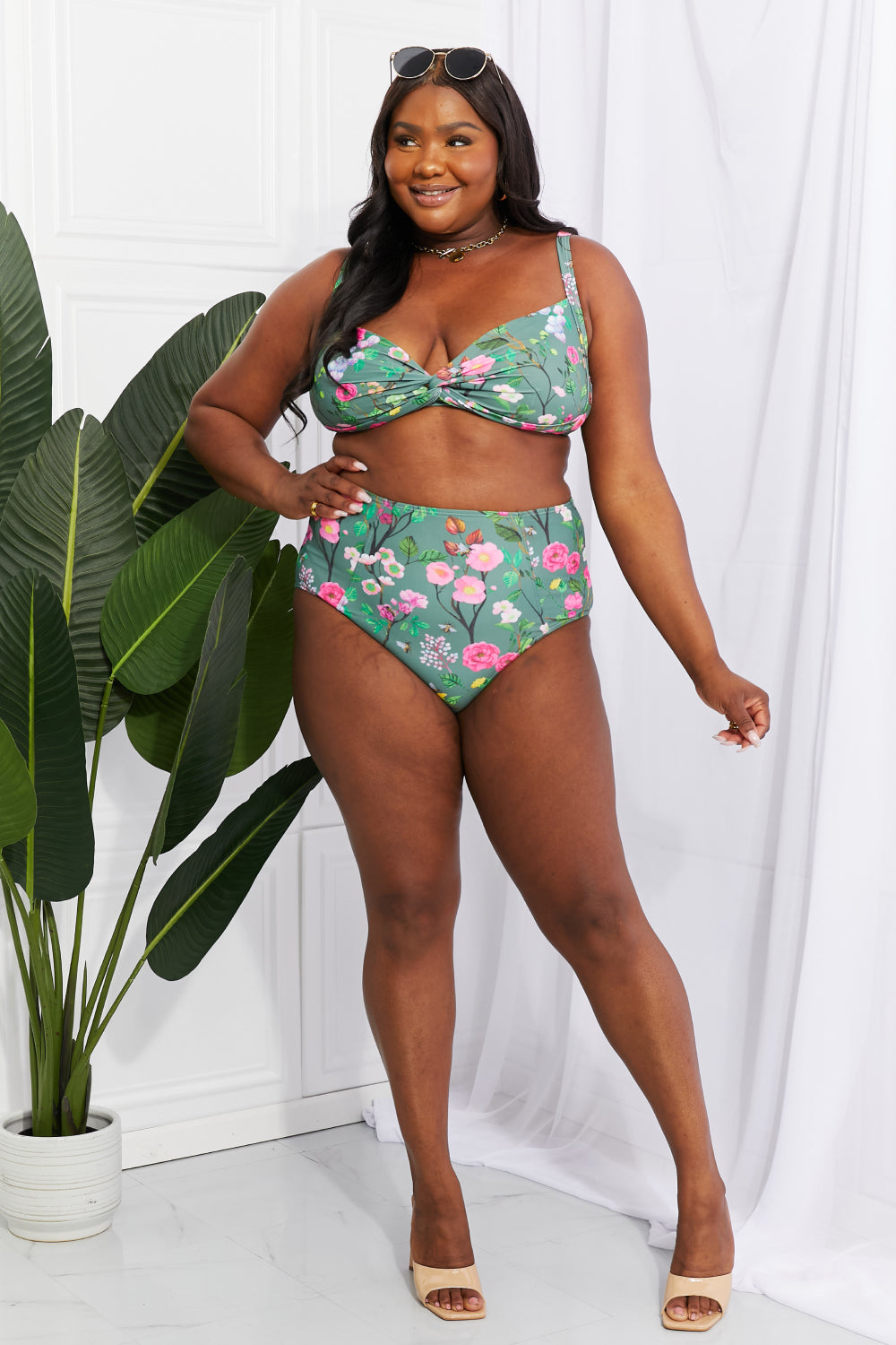 Take A Dip Twist High-Rise Bikini in Sage - Women’s Clothing & Accessories - Swimwear - 9 - 2024