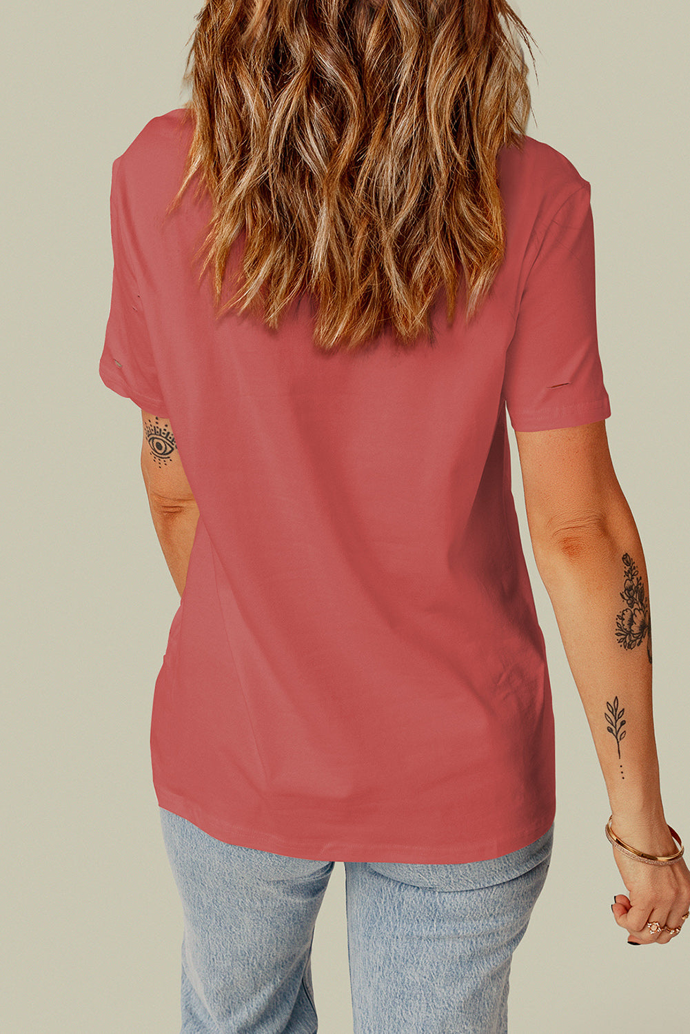 Distressed Round Neck Tee - T-Shirts - Shirts & Tops - 12 - 2024