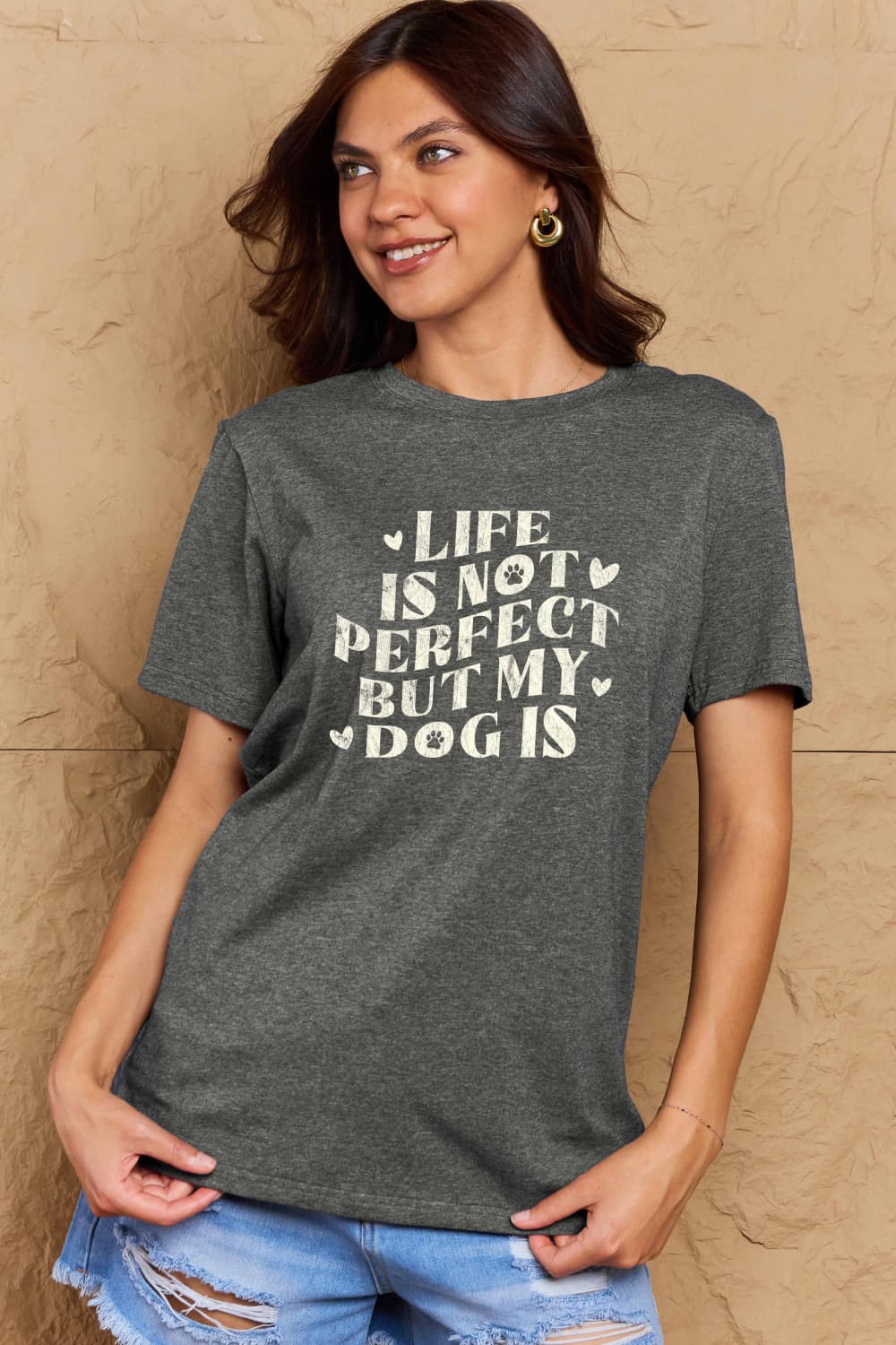 Full Size Dog Slogan Graphic Cotton T-Shirt - T-Shirts - Shirts & Tops - 5 - 2024