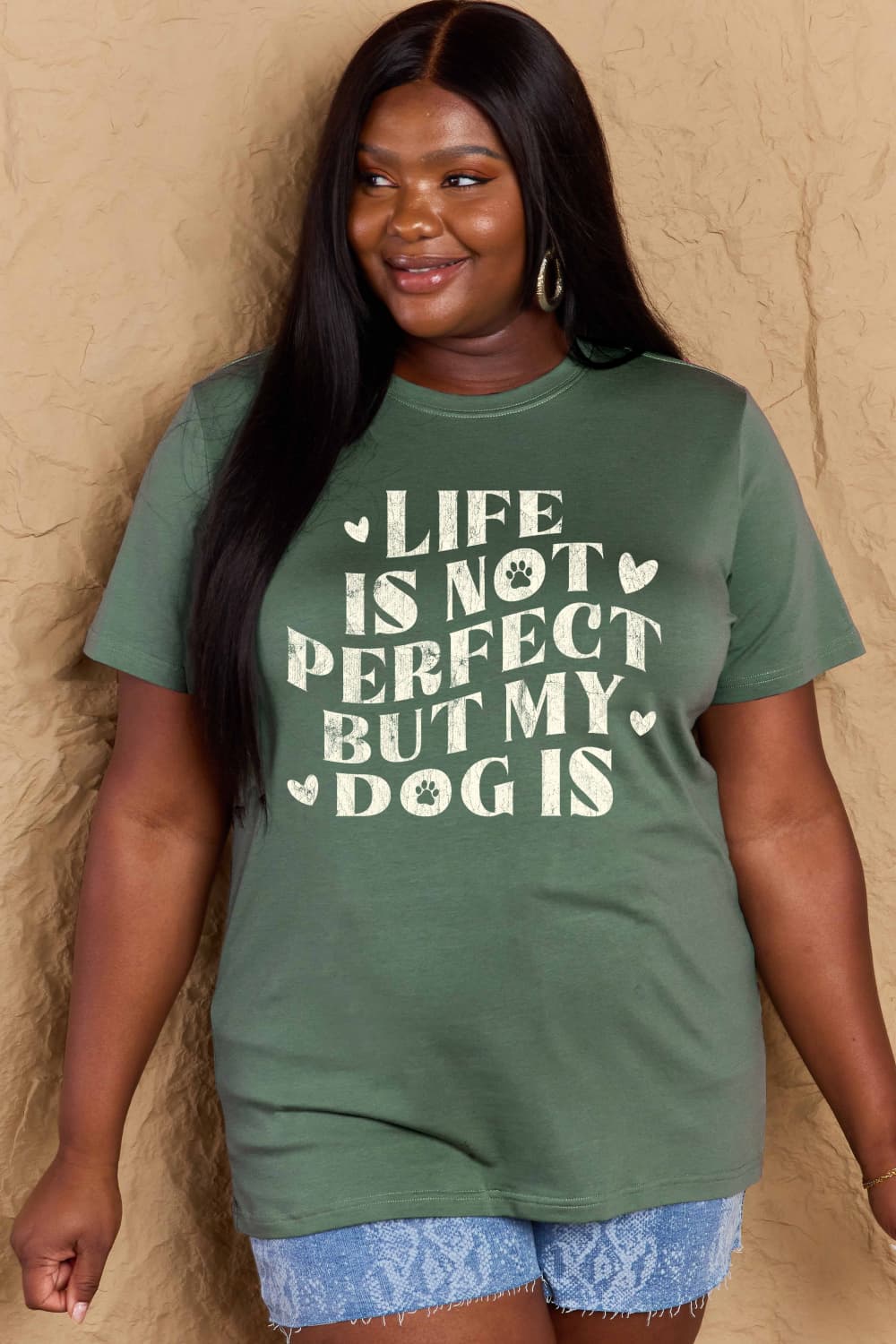 Full Size Dog Slogan Graphic Cotton T-Shirt - T-Shirts - Shirts & Tops - 8 - 2024