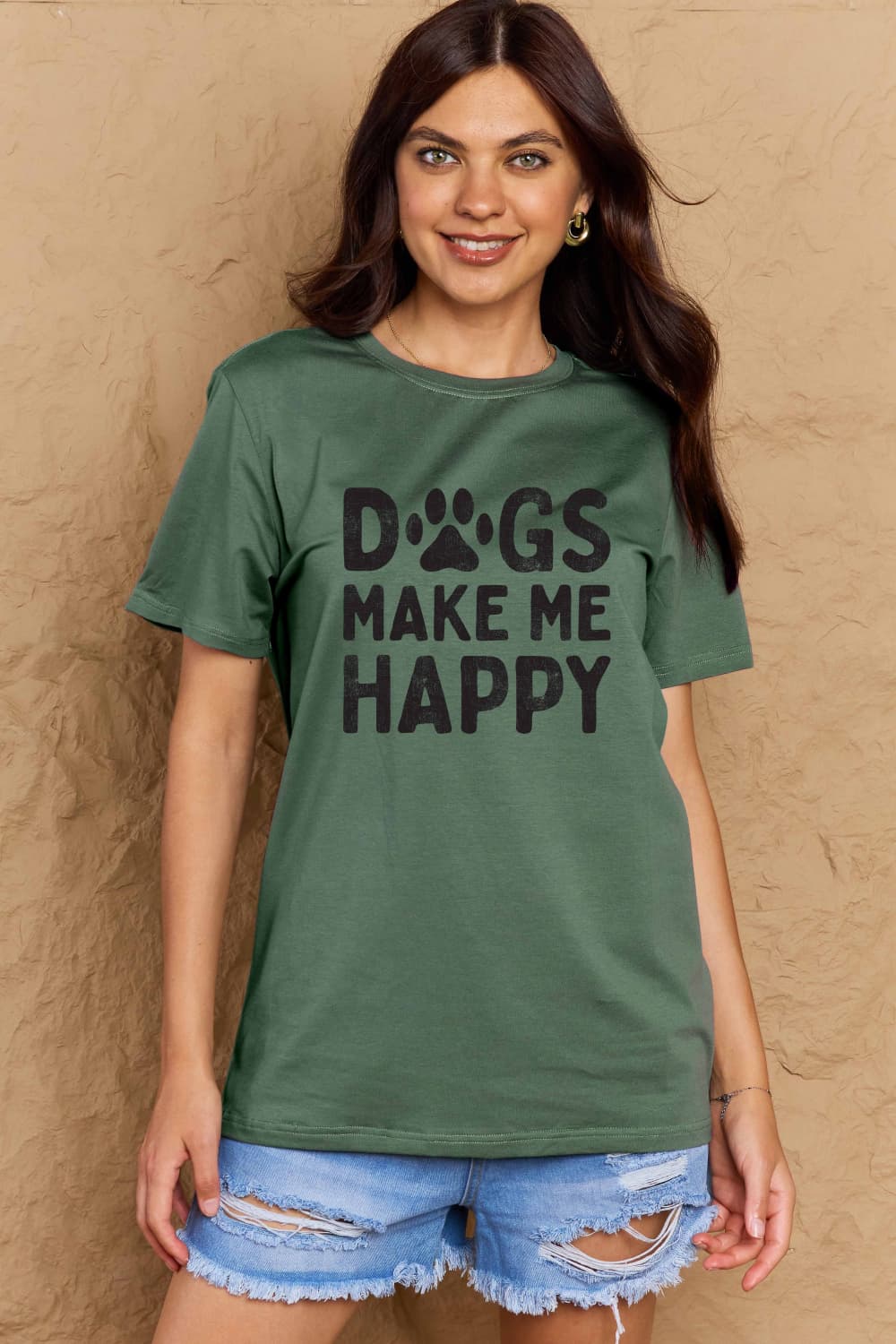 Full Size DOGS MAKE ME HAPPY Graphic Cotton T-Shirt - T-Shirts - Shirts & Tops - 10 - 2024