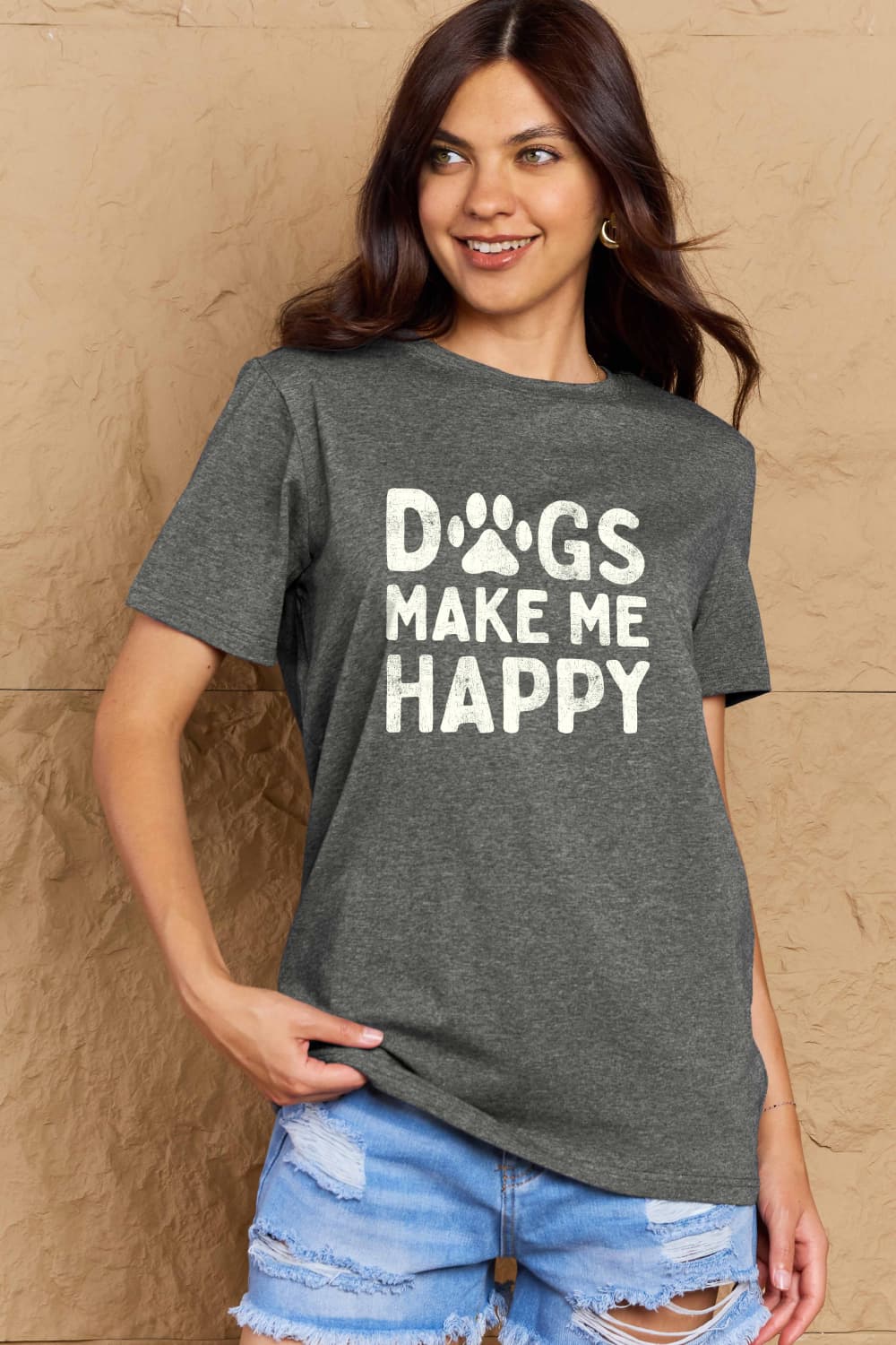 Full Size DOGS MAKE ME HAPPY Graphic Cotton T-Shirt - T-Shirts - Shirts & Tops - 17 - 2024