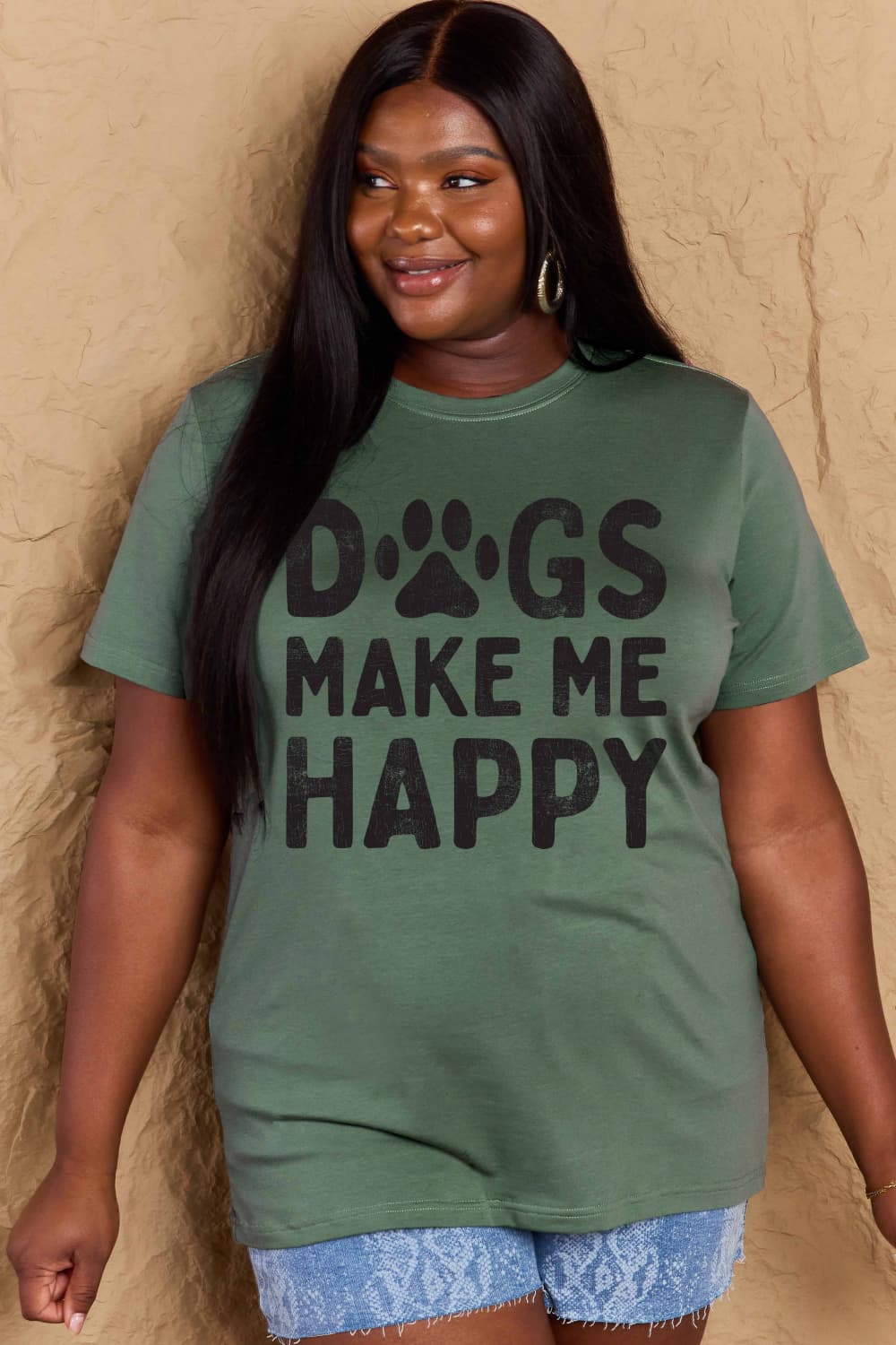 Full Size DOGS MAKE ME HAPPY Graphic Cotton T-Shirt - T-Shirts - Shirts & Tops - 8 - 2024