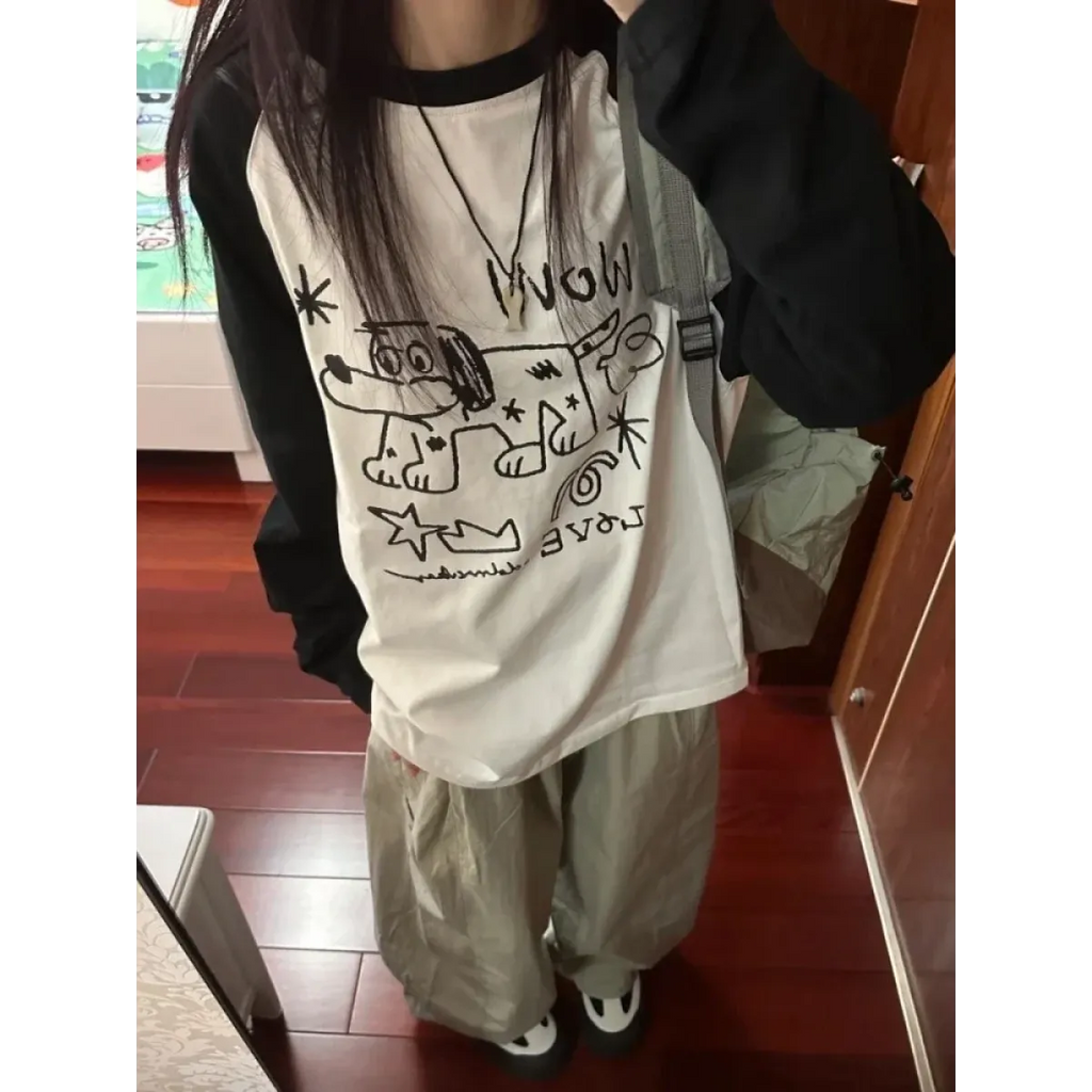 Doodle Delight Layered Tee – Quirky Sketch Art Oversized Tee - T-Shirts - 1