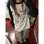 Doodle Delight Layered Tee – Quirky Sketch Art Oversized Tee - T-Shirts - 1