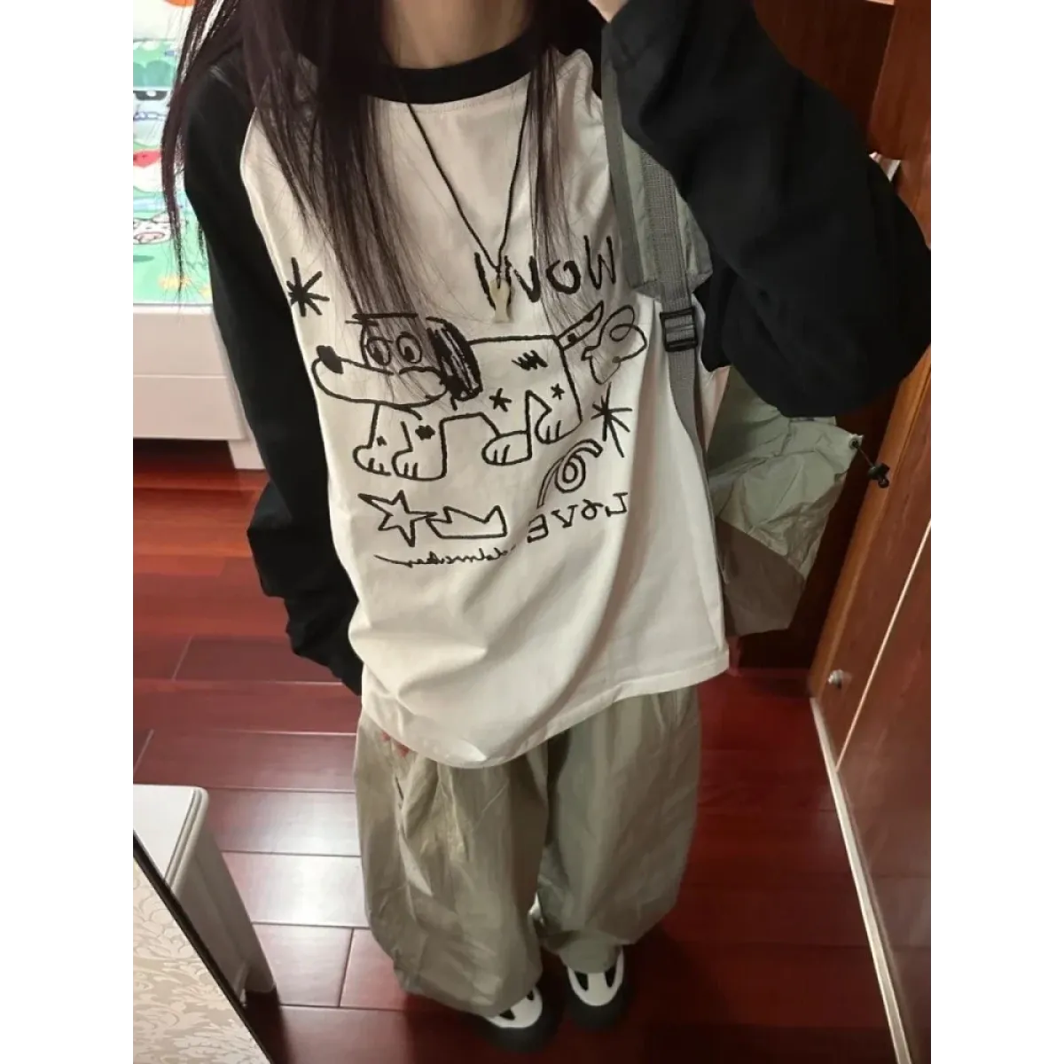 Doodle Delight Layered Tee – Quirky Sketch Art Oversized Tee - T-Shirts - 1