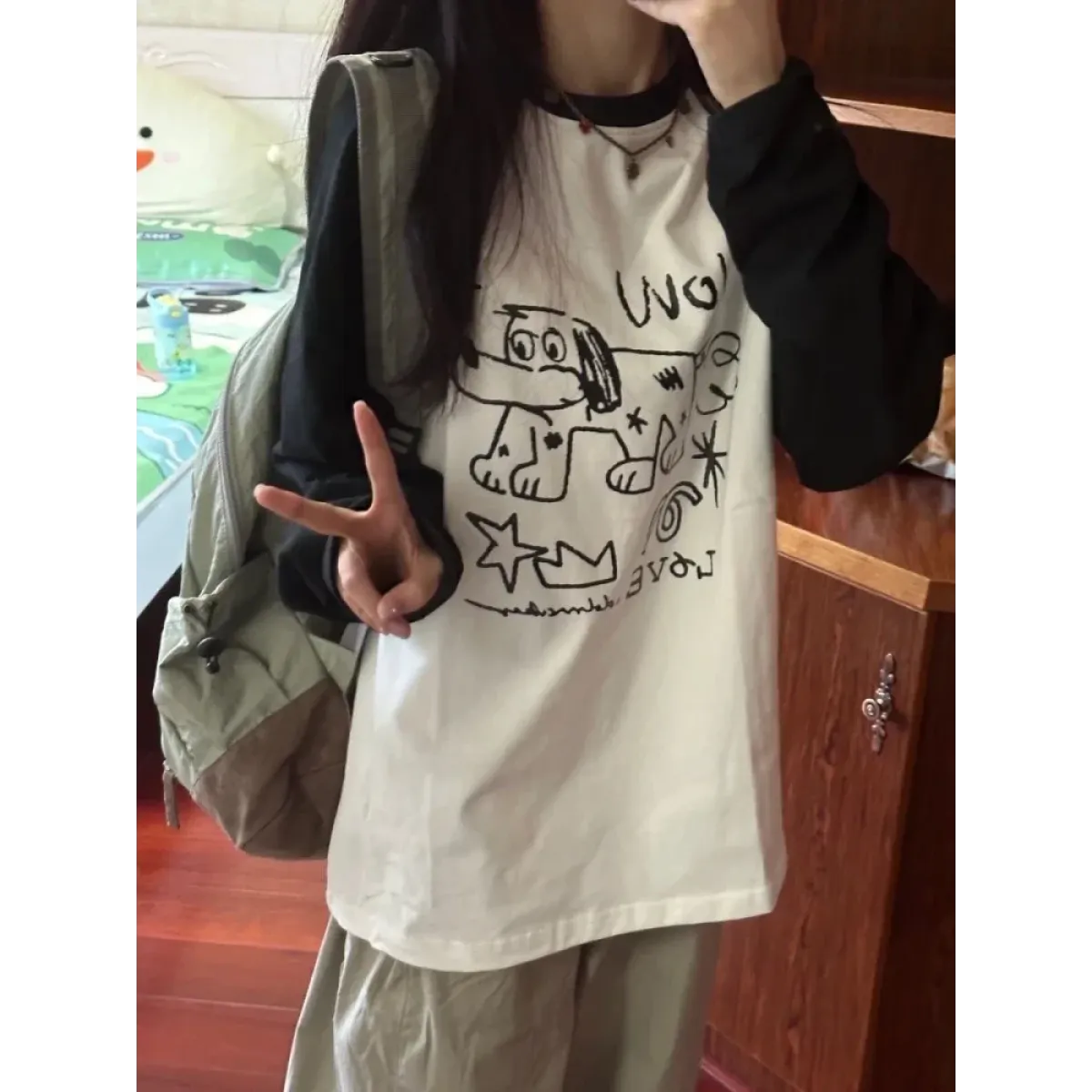 Doodle Delight Layered Tee – Quirky Sketch Art Oversized Tee - T-Shirts - 2