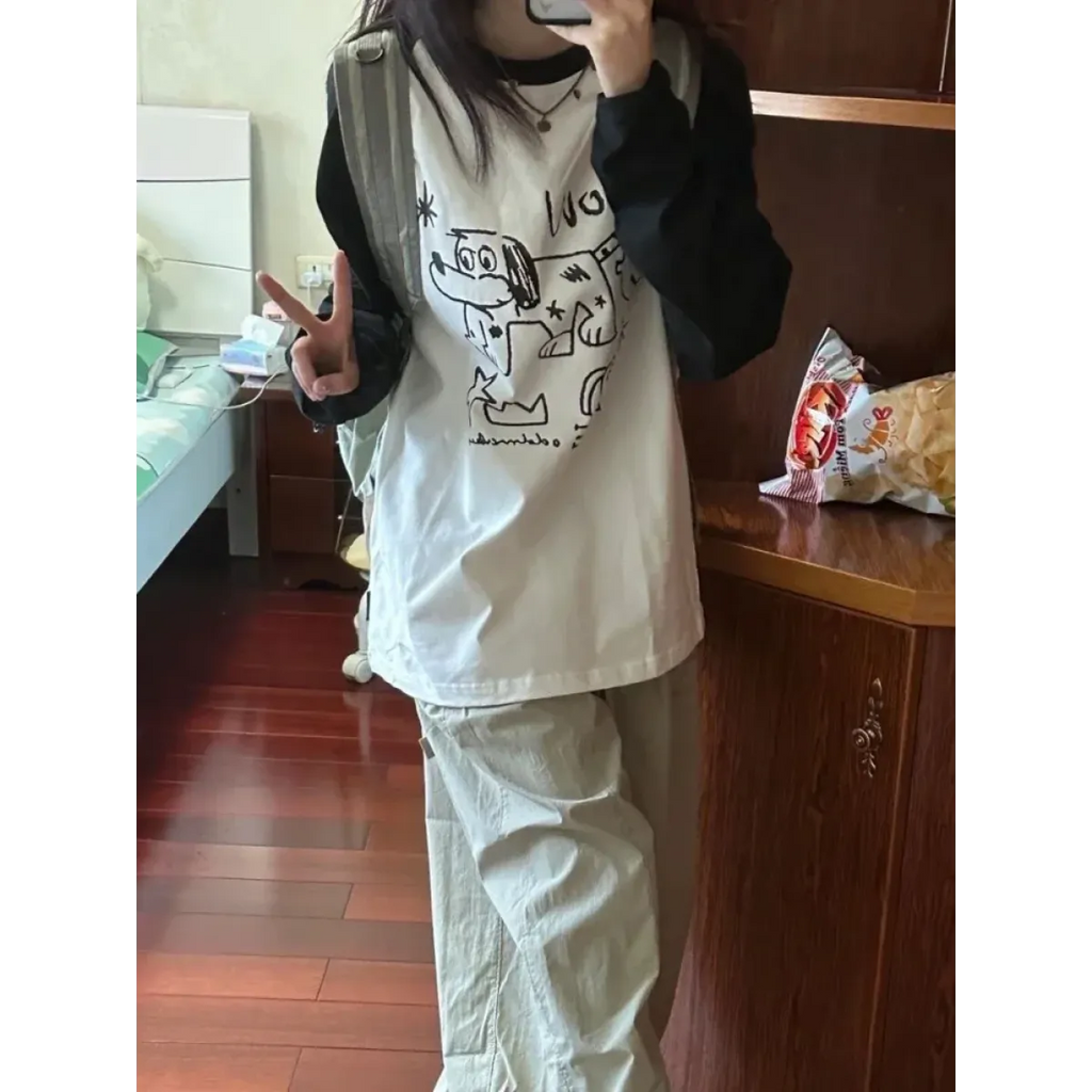 Doodle Delight Layered Tee – Quirky Sketch Art Oversized Tee - T-Shirts - 4