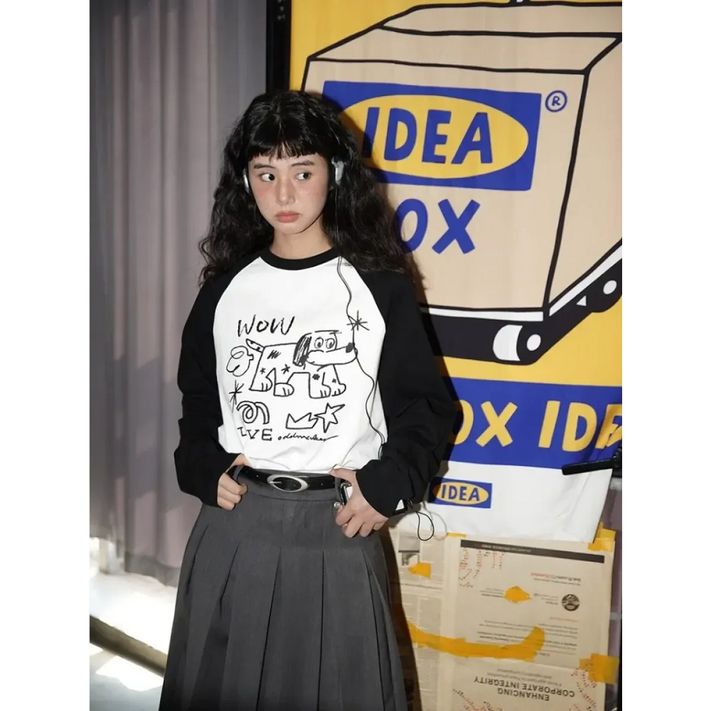 Doodle Delight Layered Tee – Quirky Sketch Art Oversized Tee - T-Shirts - 5