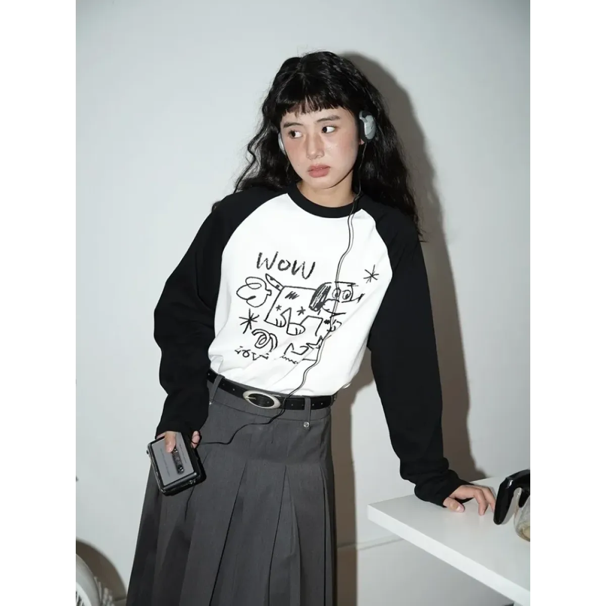 Doodle Delight Layered Tee – Quirky Sketch Art Oversized Tee - T-Shirts - 6