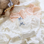 Double Bow Ruffle Panties – Mid-Waist Ice Silk Cotton Briefs - Women’s Clothing & Accessories - Lingerie - 4