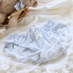 Double Bow Ruffle Panties – Mid-Waist Ice Silk Cotton Briefs - Women’s Clothing & Accessories - Lingerie - 6
