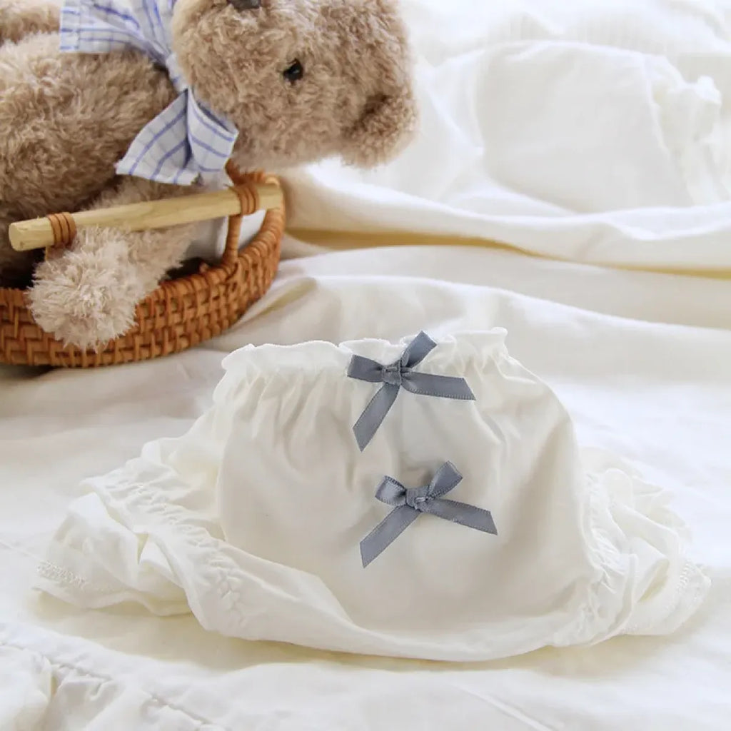 Double Bow Ruffle Panties – Mid-Waist Ice Silk Cotton Briefs - Women’s Clothing & Accessories - Lingerie - 2