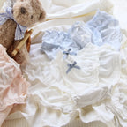 Double Bow Ruffle Panties – Mid-Waist Ice Silk Cotton Briefs - Women’s Clothing & Accessories - Lingerie - 3