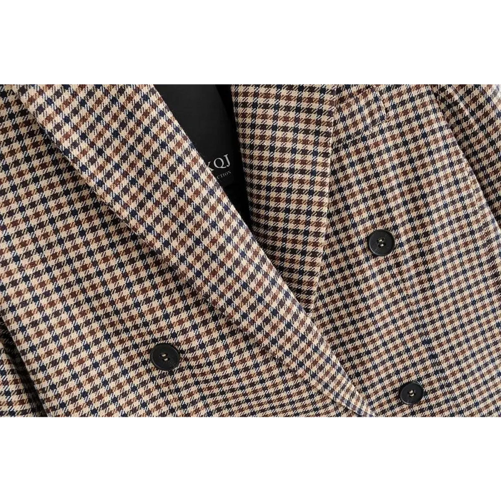 Double Breasted Checkered Blazer - Women’s Clothing & Accessories - 12