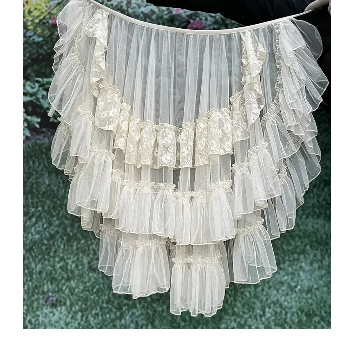 Double-Layered Waist Curtain Skirt - Asymmetrical Ruffle High-Low Cover-Up - Best Sellers - 7