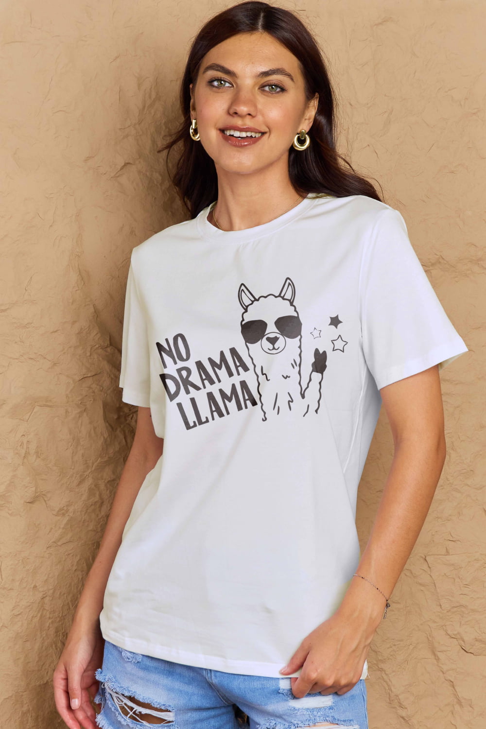 NO DRAMA LLAMA Graphic Cotton Tee - T-Shirts - Shirts & Tops - 14 - 2024