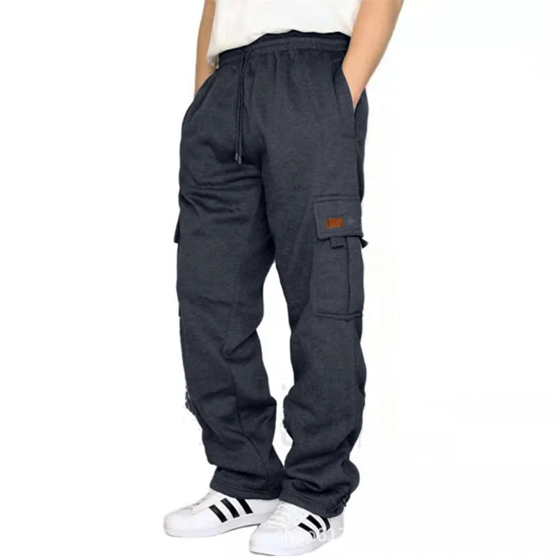 Men’s Drawstring Cargo Pants – Loose Fit Wide-Leg Sweatpants - Gray / United States / S - Bottoms - Pants - 2024