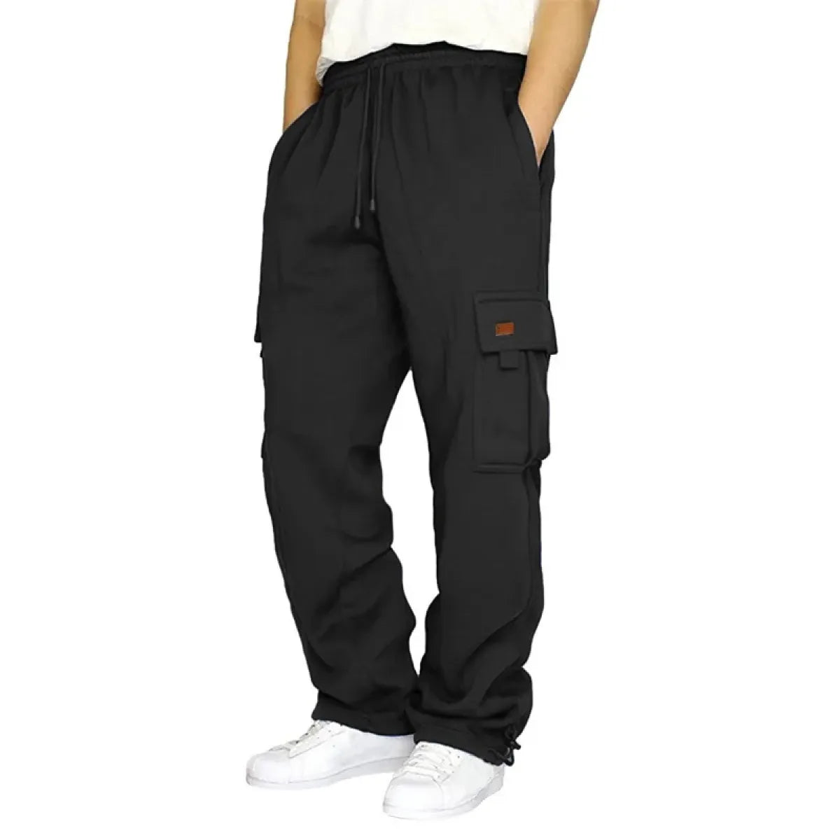 Men’s Drawstring Cargo Pants – Loose Fit Wide-Leg Sweatpants - Bottoms - Men’s Pants - 1