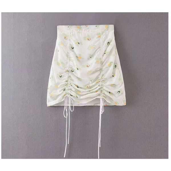 Drawstring Mini Skirt - Bottoms - 1