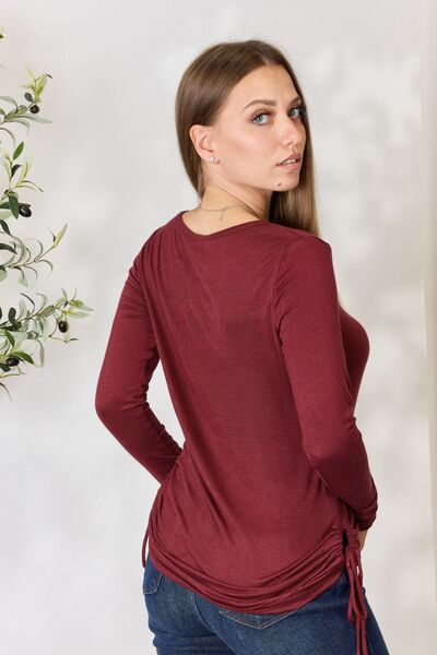 Drawstring Round Neck Long Sleeve Top - Tops & Tees - Shirts & Tops - 10 - 2024