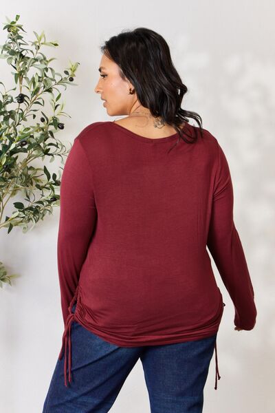 Drawstring Round Neck Long Sleeve Top - Tops & Tees - Shirts & Tops - 2 - 2024