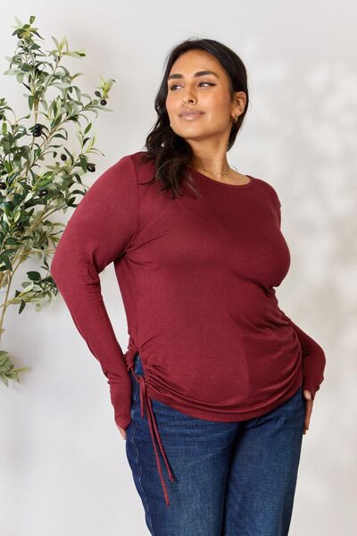 Drawstring Round Neck Long Sleeve Top - Tops & Tees - Shirts & Tops - 3 - 2024