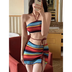 Bikini Set – High Waist Drawstring Skirt Korean Spice Style - Bottoms - Swimwear - 12