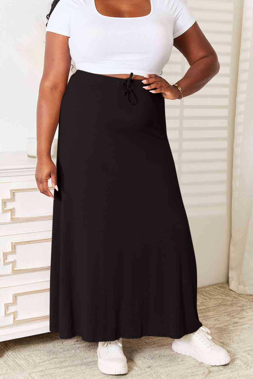 Soft Rayon Drawstring Waist Maxi Skirt Rayon - Bottoms - Skirts - 11 - 2024