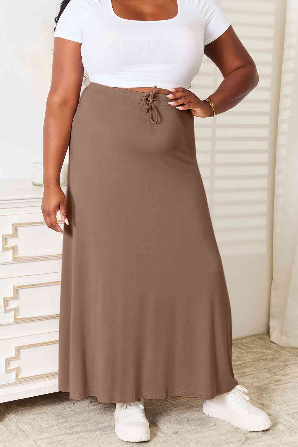 Soft Rayon Drawstring Waist Maxi Skirt Rayon - Bottoms - Skirts - 3 - 2024