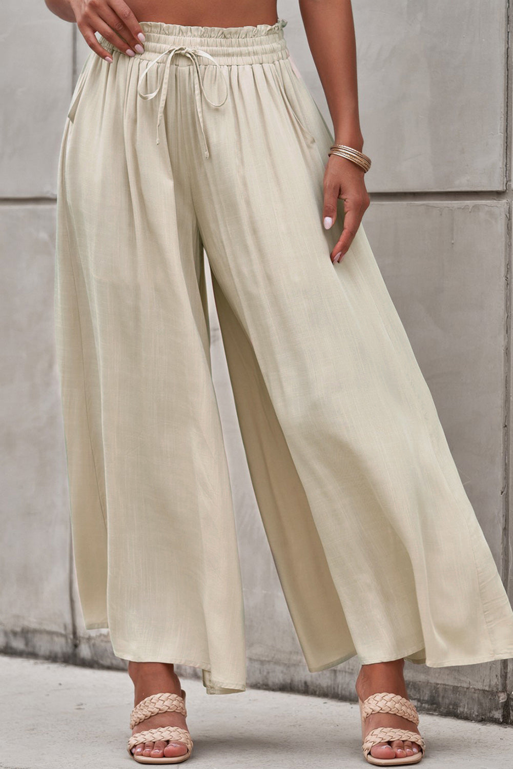 Drawstring Waist Wide Leg Pants - Bottoms - Pants - 6 - 2024