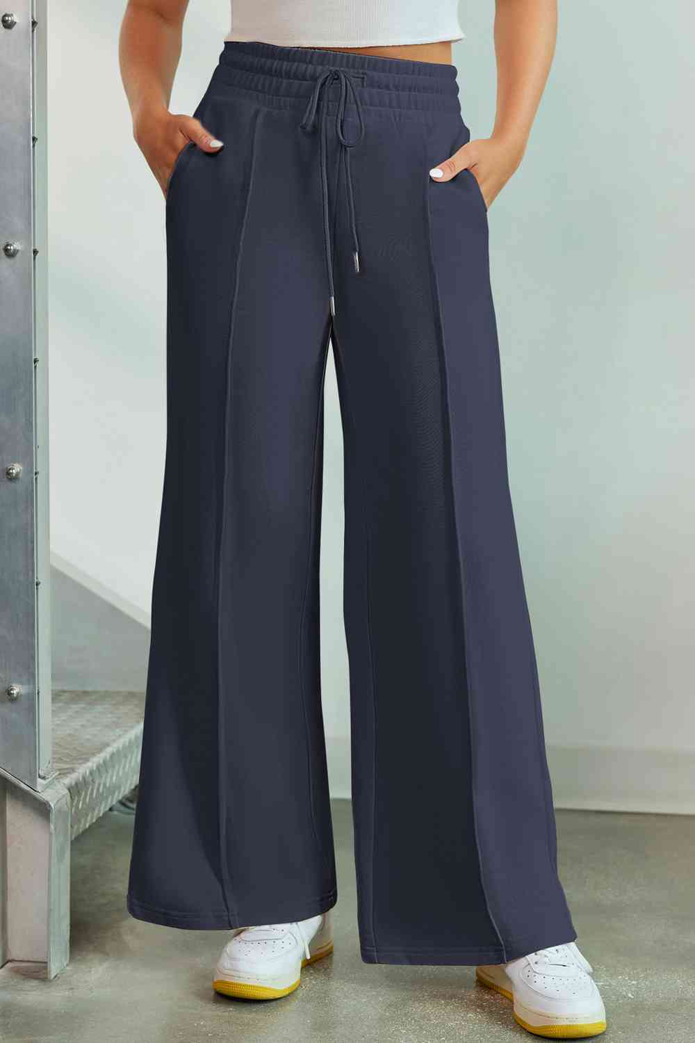 Drawstring Wide Leg Pants with Pockets - Bottoms - Pants - 14 - 2024