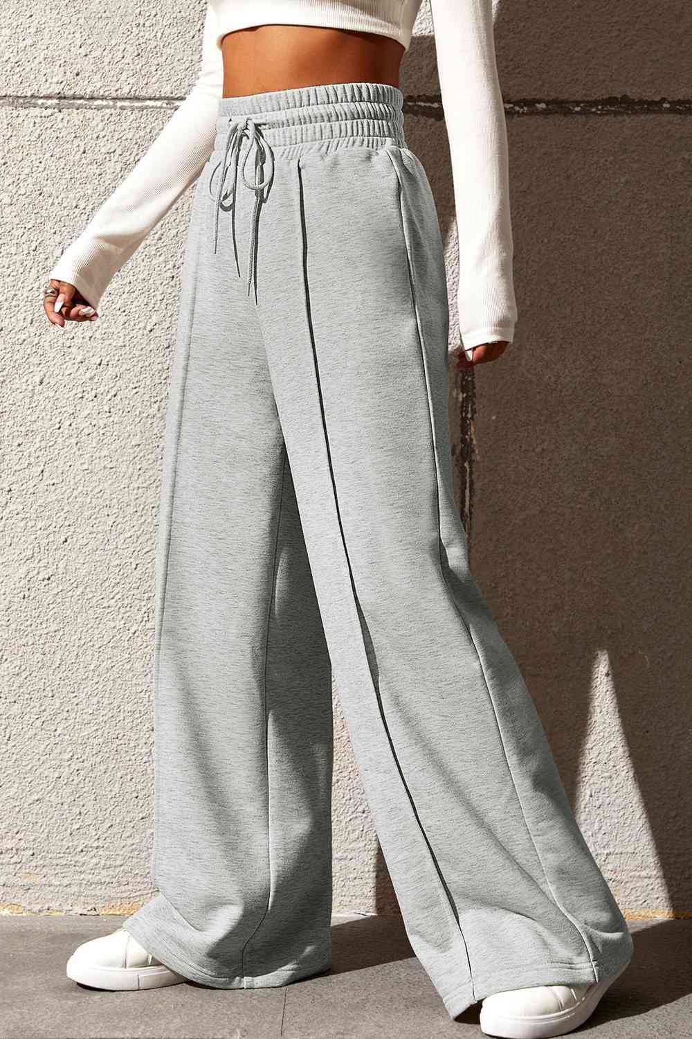 Drawstring Wide Leg Pants with Pockets - Bottoms - Pants - 29 - 2024