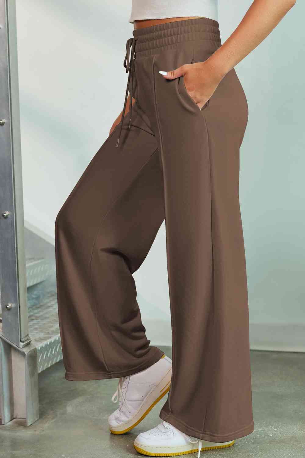 Drawstring Wide Leg Pants with Pockets - Bottoms - Pants - 33 - 2024