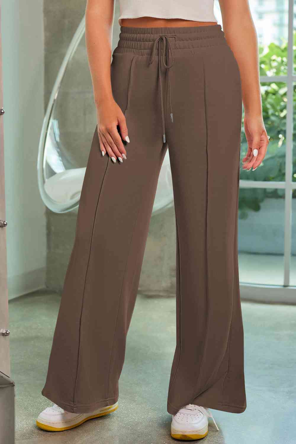 Drawstring Wide Leg Pants with Pockets - Bottoms - Pants - 34 - 2024