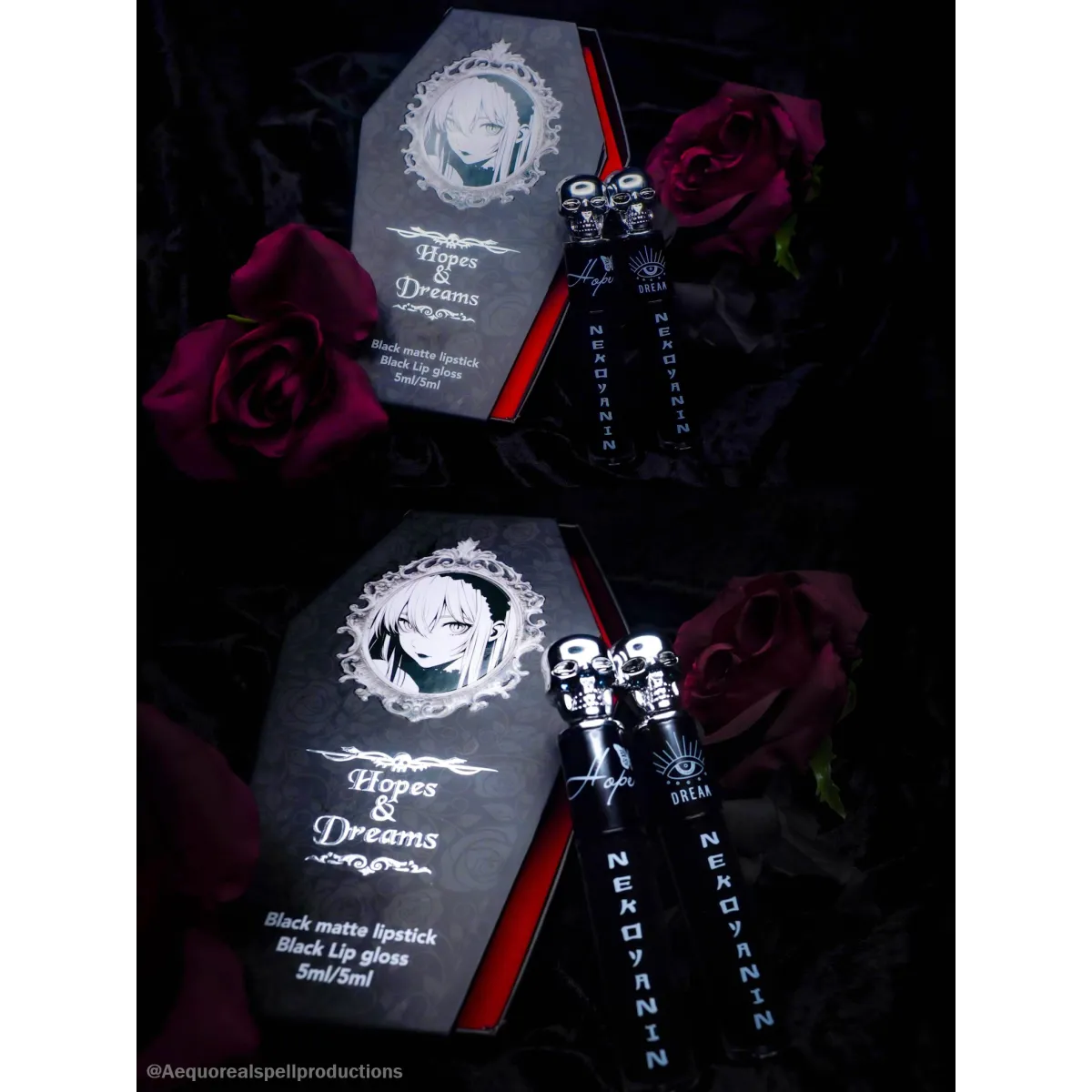 Hopes and Dreams Black Lipstick & Gloss Duo - Harajuku Style - Cosmetics - 2