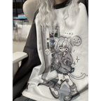 Dreamy Detachable Sleeve Tee – Kawaii Cat & Anime Harajuku Style Top - T-Shirts - Long - Round - 6