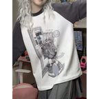 Dreamy Detachable Sleeve Tee – Kawaii Cat & Anime Harajuku Style Top - T-Shirts - Long - Round - 4