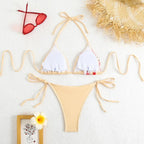 Halter Bikini Set – Vintage Floral Print String Swimwear - Sexy Lingerie - Swimwear - 3