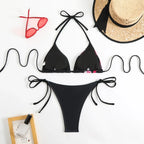 Halter Bikini Set – Vintage Floral Print String Swimwear - Sexy Lingerie - Swimwear - 2