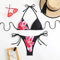 Halter Bikini Set – Vintage Floral Print String Swimwear - Sexy Lingerie - Swimwear - 1