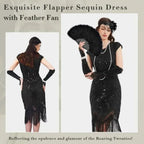 1920s Flapper Sequin Fringe Dress Set - All Dresses - Cosplay - 3