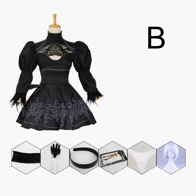 Nier Automata 2B Cosplay Suit - Dress and wig / S / NieR Automata - Dresses - Costumes - 8 - 2024