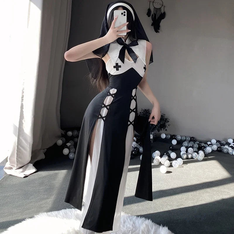 Nun Cosplay Lingerie Set - Black / One Size - Dresses - Lingerie - 2 - 2024